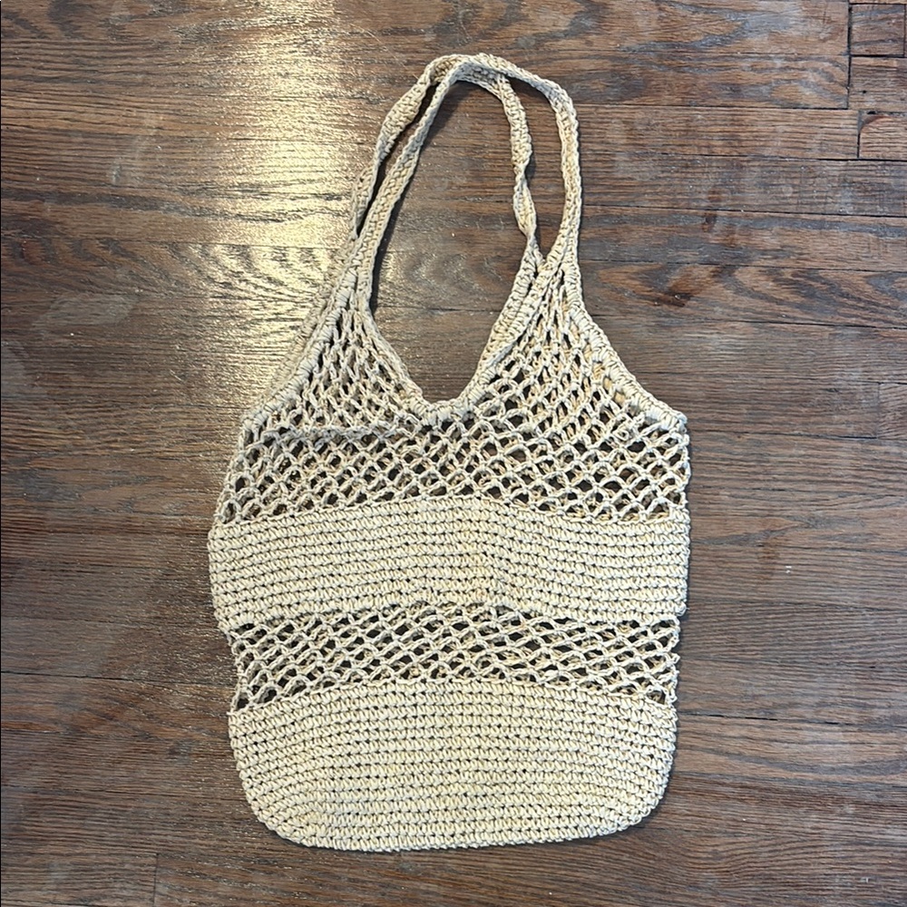 H&M Woven Crochet Beach Tote Bag in Natural